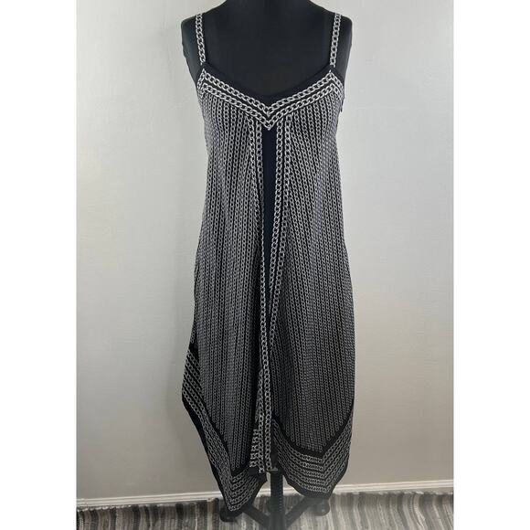 $175 Michael Kors Chain Link Border Handkerchief Black Asymmetrical Dress XS - Picture 3 of 9